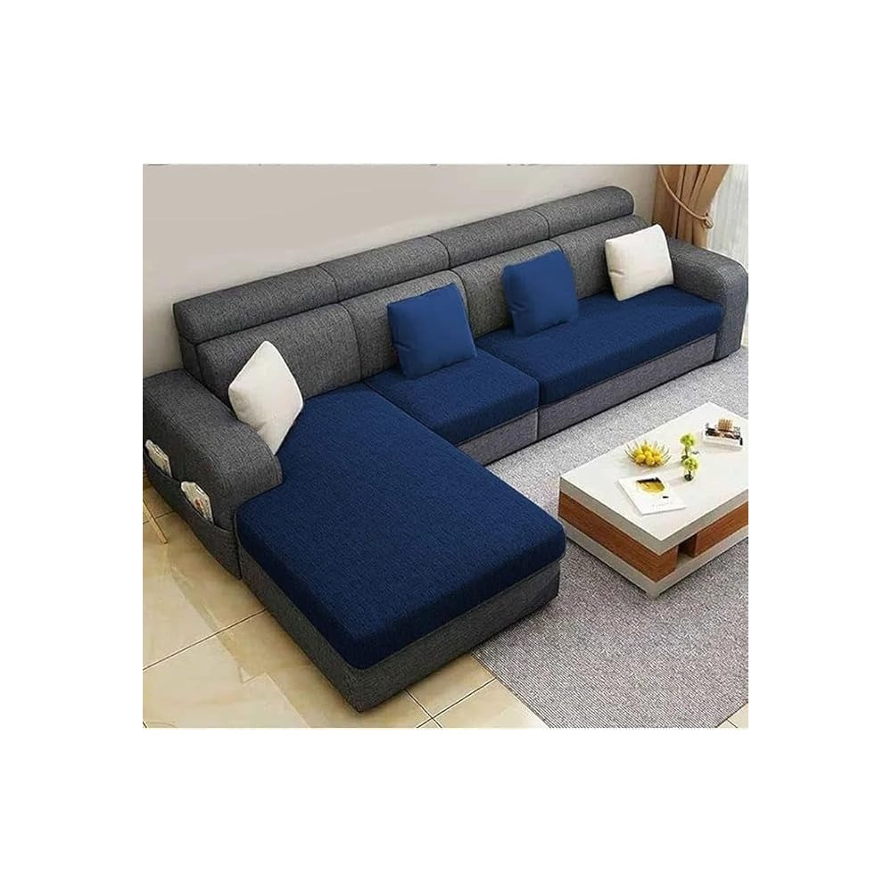 Raj Furniture Luxury Lhs 6 Seater Sofa For Living Room, Blue/Grey