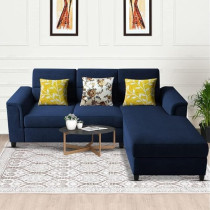 Raj Furniture Elegant 4 Seater L Shape Sofa Set For Living Room, Blue