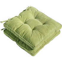 Raj Furniture Outdoor Chair Cushions With Ties 18 X 18 Inch Square Seat Pads Tufted Patio Thick Floor Pillows For Office Sofa Dining Room Kitchen, Set Of 2, Green