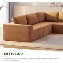 Ripple Furniture Luxury Upholstered Sectional Couch Set With Foam-Filled, L-Shaped Modular Reversible Sofa-Bed W/Free Combination, Modern Cozy Sleeper Furniture For Living Room Large Space, Brown