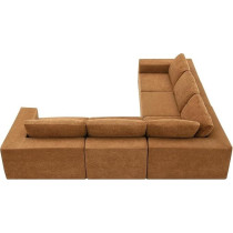 Ripple Furniture Luxury Upholstered Sectional Couch Set With Foam-Filled, L-Shaped Modular Reversible Sofa-Bed W/Free Combination, Modern Cozy Sleeper Furniture For Living Room Large Space, Brown