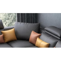 Raj Furniture Modern Couch U Shaped Faux Leather Living Room Furniture Chaise Lounge Sectional 7 Seater Sofa, Black