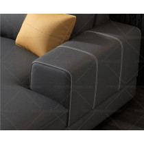 Raj Furniture Modern Couch U Shaped Faux Leather Living Room Furniture Chaise Lounge Sectional 7 Seater Sofa, Black