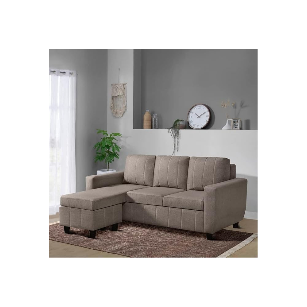 Raj Furniture Modern Fabric Sofa, Pebble Brown