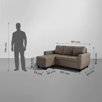 Raj Furniture Modern Fabric Sofa, Pebble Brown