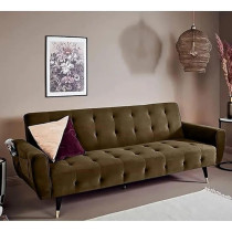 Raj Furniture 2 In 1 Upholstered Flip Sofa Bed, Brown