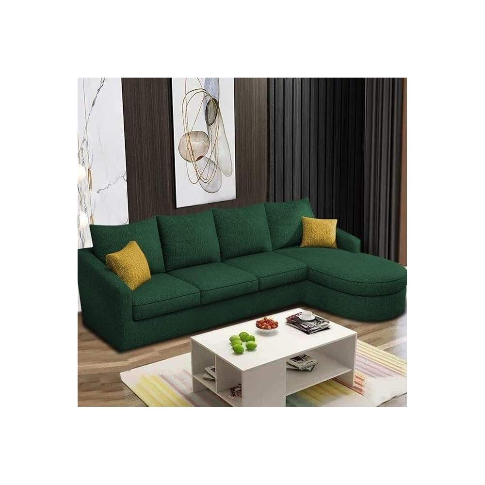 Raj Furniture Round Lounger L-Shape 6 Seater Sofa Set For Your Living Room, Rhs, Green