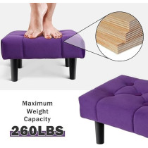 Raj Furniture Small Footstool Ottoman, Velvet Soft Footrest Ottoman With Wood Legs, Sofa Footrest Extra Seating For Living Room Entryway Office, Purple