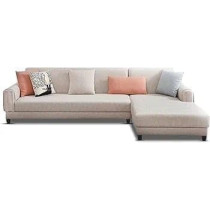 Raj Furniture Rhs 6 Seater L Shape Sofa Set For Living Room, Cream Fabric