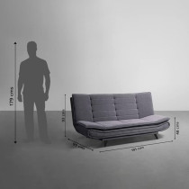 Ripple Furniture Foldable 3 Seater Sofa Cum, Ash Grey