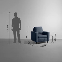 Raj Furniture Modern Fabric Sofa, 4, Ocean Blue