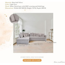 IDT Sofa For Living Room L Shaped Modern Style Elegant And Durable Sofa For Office Hotel Guest Room Sofa Couch, Grey