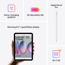 Apple iPad Mini 7th Gen 8.3 inch 256GB Purple, 2024 MXNE3 International Version, 1 Year Warranty