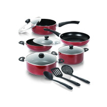Delici Nonstick Cookware 12 Pieces Set, ACS12M, Maroon