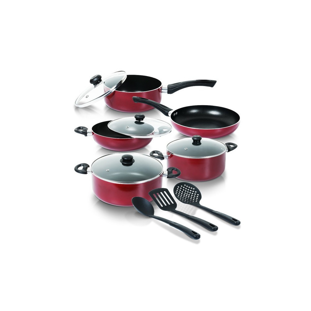Delici Nonstick Cookware 12 Pieces Set, ACS12M, Maroon