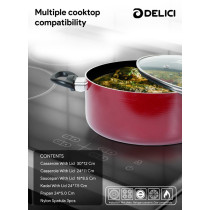 Delici Nonstick Cookware 12 Pieces Set, ACS12M, Maroon