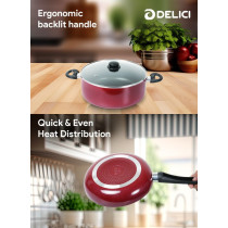 Delici Nonstick Cookware 12 Pieces Set, ACS12M, Maroon