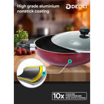 Delici Nonstick Cookware 12 Pieces Set, ACS12M, Maroon