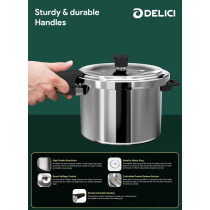 Delici Aluminum Pressure Cooker Combo, ADPC35E, Chrome