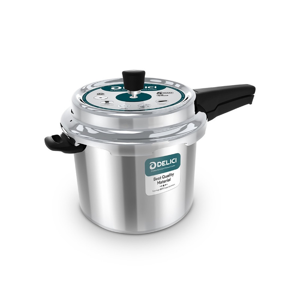 Delici Dripless Aluminum Pressure Cooker, ADPC7E, Chrome
