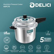 Delici Dripless Aluminum Pressure Cooker, ADPC7E, Chrome