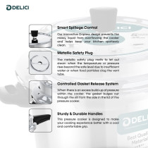 Delici Dripless Aluminum Pressure Cooker, ADPC7E, Chrome