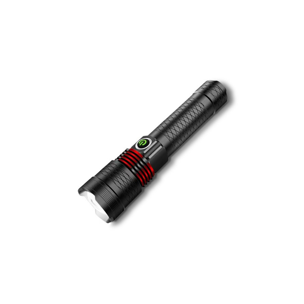 Impex 10 Watts, 500 Lumens, 1800 M Range 3 Modes Rechargeable LED Flashlight, Black