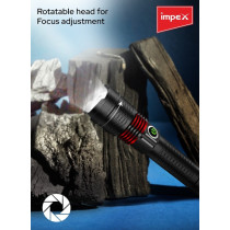 Impex 10 Watts, 500 Lumens, 1800 M Range 3 Modes Rechargeable LED Flashlight, Black