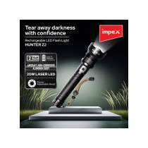 Impex 20 Watts, 600 Lumens, 2000 M Range 5 Modes Rechargeable LED Flashlight, Black