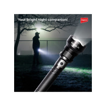 Impex 20 Watts, 600 Lumens, 2000 M Range 5 Modes Rechargeable LED Flashlight, Black