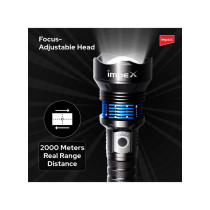 Impex 20 Watts, 600 Lumens, 2000 M Range 5 Modes Rechargeable LED Flashlight, Black