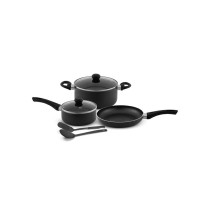 Delici 10x Tougher Coating 7 Piece Nonstick Cookware Set, Black