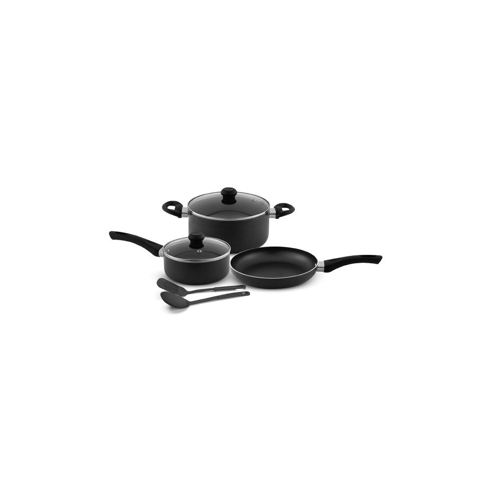 Delici 10x Tougher Coating 7 Piece Nonstick Cookware Set, Black