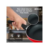Delici Non Stick 10 x Tougher Quick And Even Heat Distribution Cookware Set 7 Pieces, Red