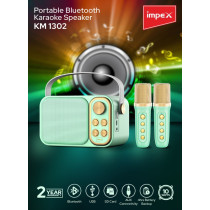 Impex Portable Bluetooth Karaoke Speaker With 2 Wireless Mics, Green