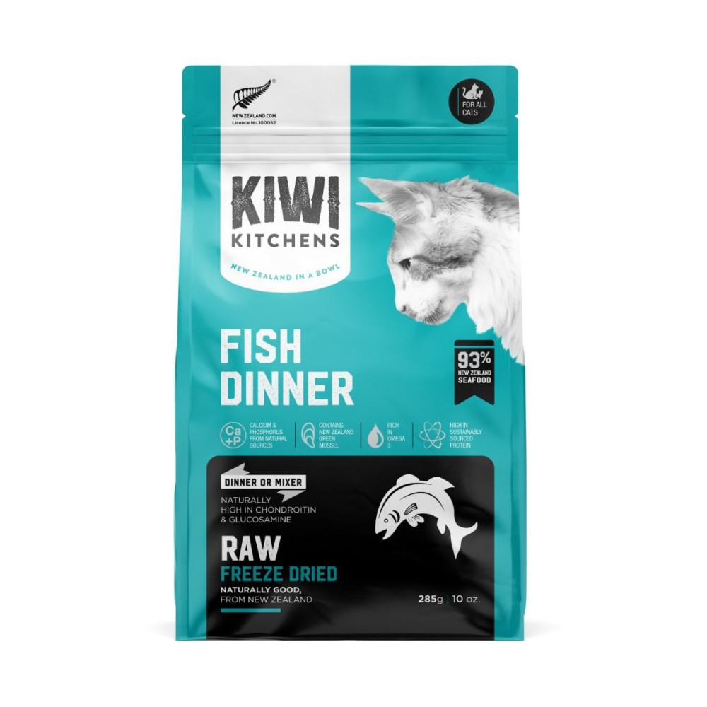 Kiwi Kitchens 285g Raw Freeze Dried Fish Dinner Dry Cat Food