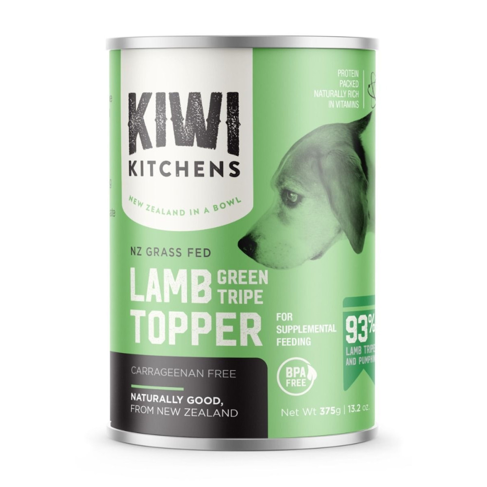 Kiwi Kitchens 375g x 4 pcs Grass Fed Lamb Green Tripe Topper for Supplemental Feeding Canned Wet Dog Food