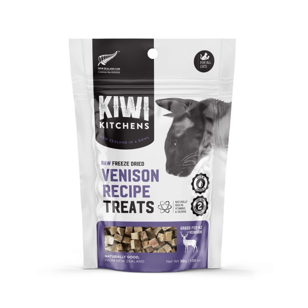 Kiwi Kitchens Raw Freeze Dried Venison Recipe Cat Treats 30g