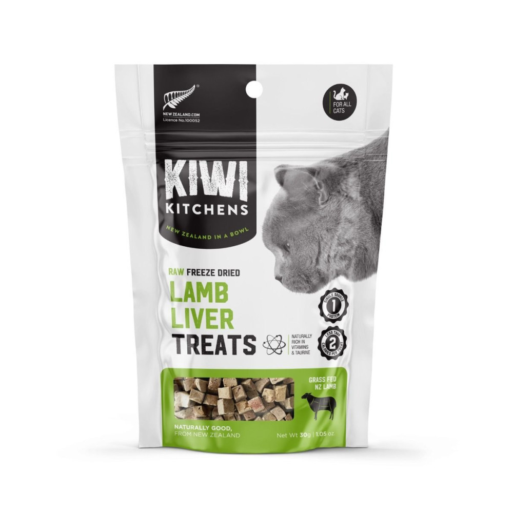 Kiwi Kitchens Raw Freeze Dried Lamb Liver Cat Treats 30g X 4 pcs