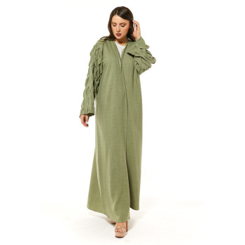 Green Linen Casual Abaya