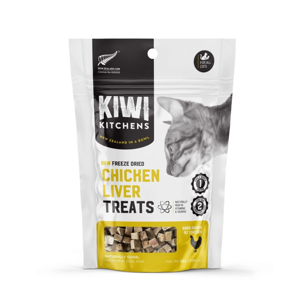Kiwi Kitchens Raw Freeze Dried Chicken Liver Recipe Cat Treats 30g