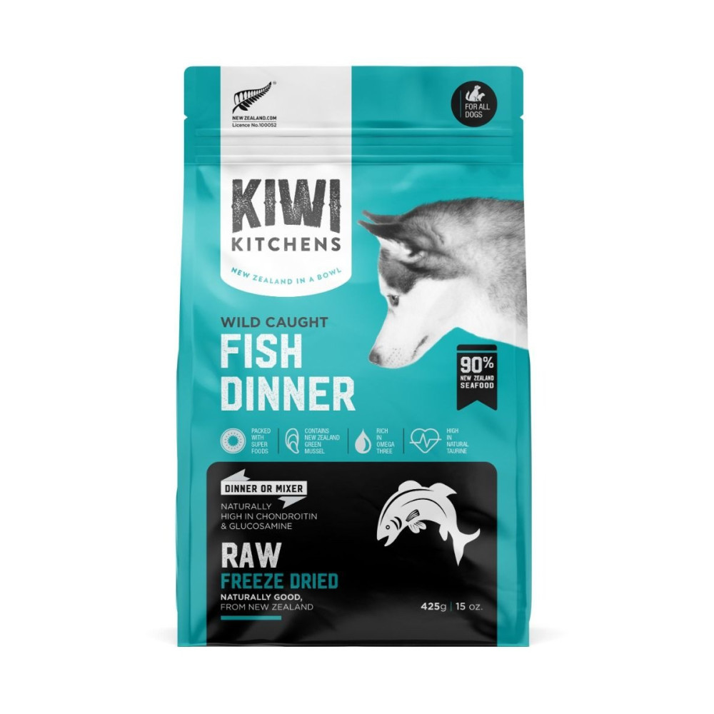 Kiwi Kitchens 900g Raw Freeze Dried Wild Caught Fish Dinner Dry Dog Food