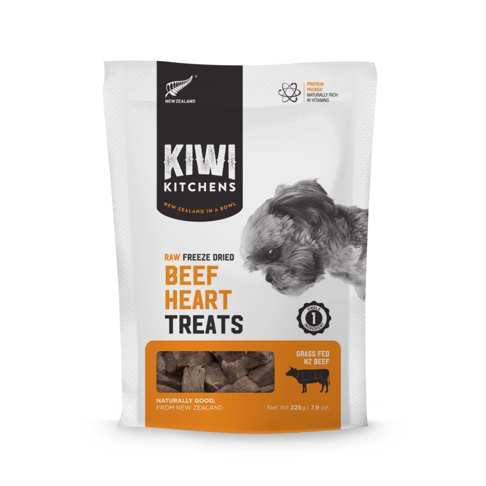 Kiwi Kitchens Raw Freeze Dried Beef Heart Dog Treats 225g