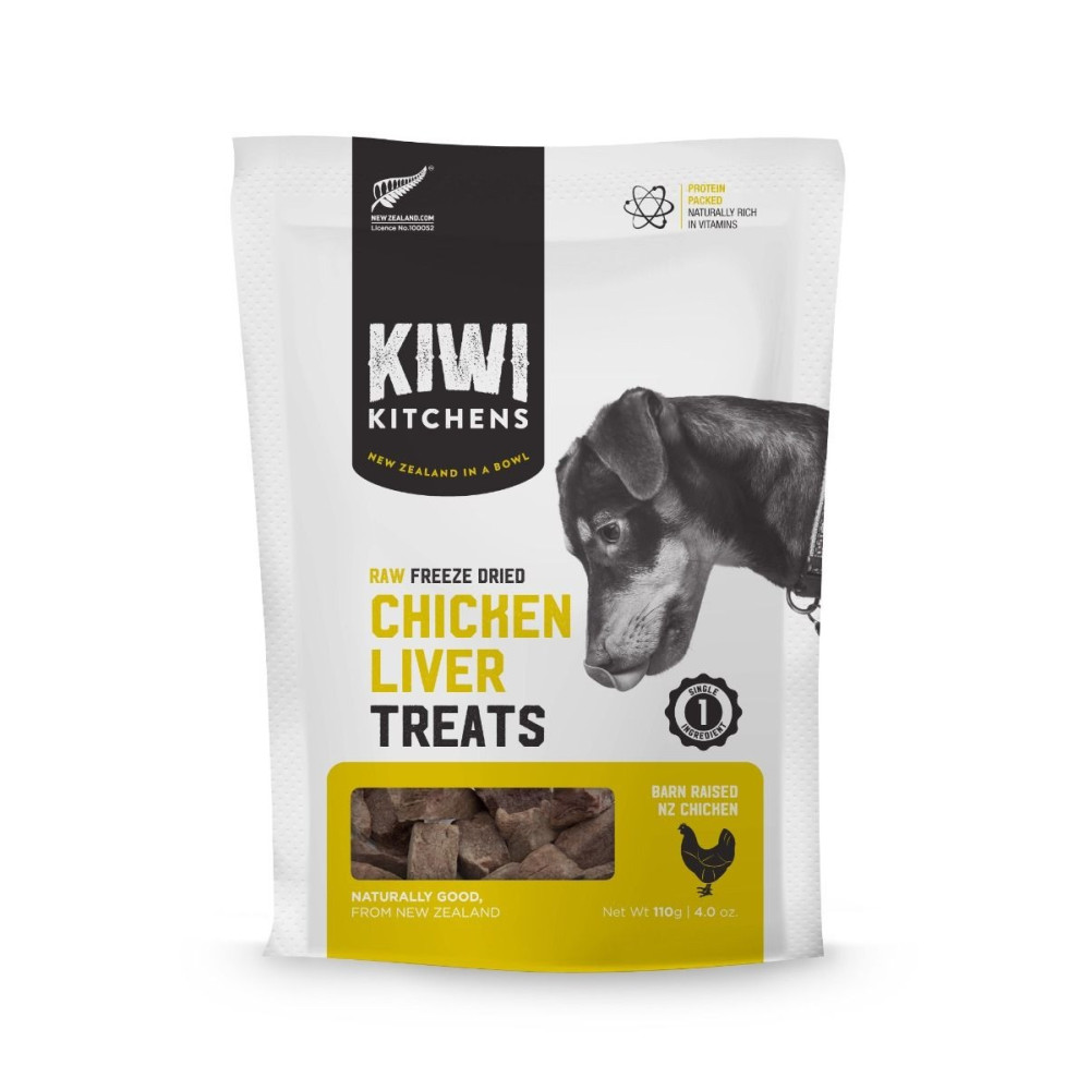 Kiwi Kitchens Raw Freeze Dried Chicken Liver Dog Treats 110g