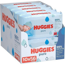 Huggies Pure Baby Wipes, 99 Percent Pure Water Wipes, 10 Pack x 56, 560 Wipes