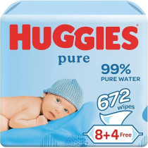 Huggies Pure Baby Wipes, 99 Percent Pure Water Wipes, 12 Pack X 56, 672 Wipes