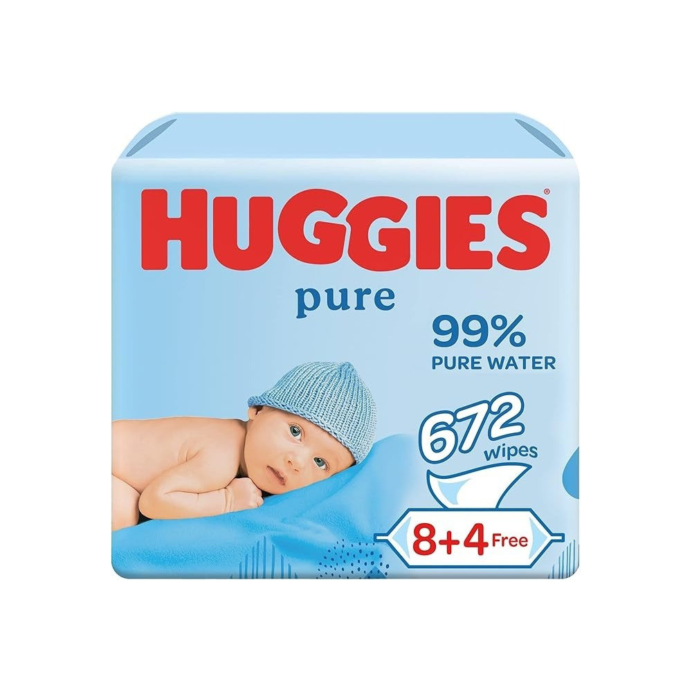 Huggies Pure Baby Wipes, 99 Percent Pure Water Wipes, 12 Pack X 56, 672 Wipes
