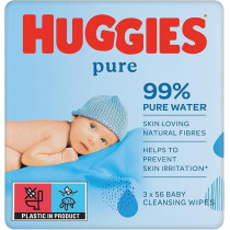 Huggies Baby Wipes, 99 Percent Pure Water Wipes, 3 Pack X 56 Wipes, 168 Wipes