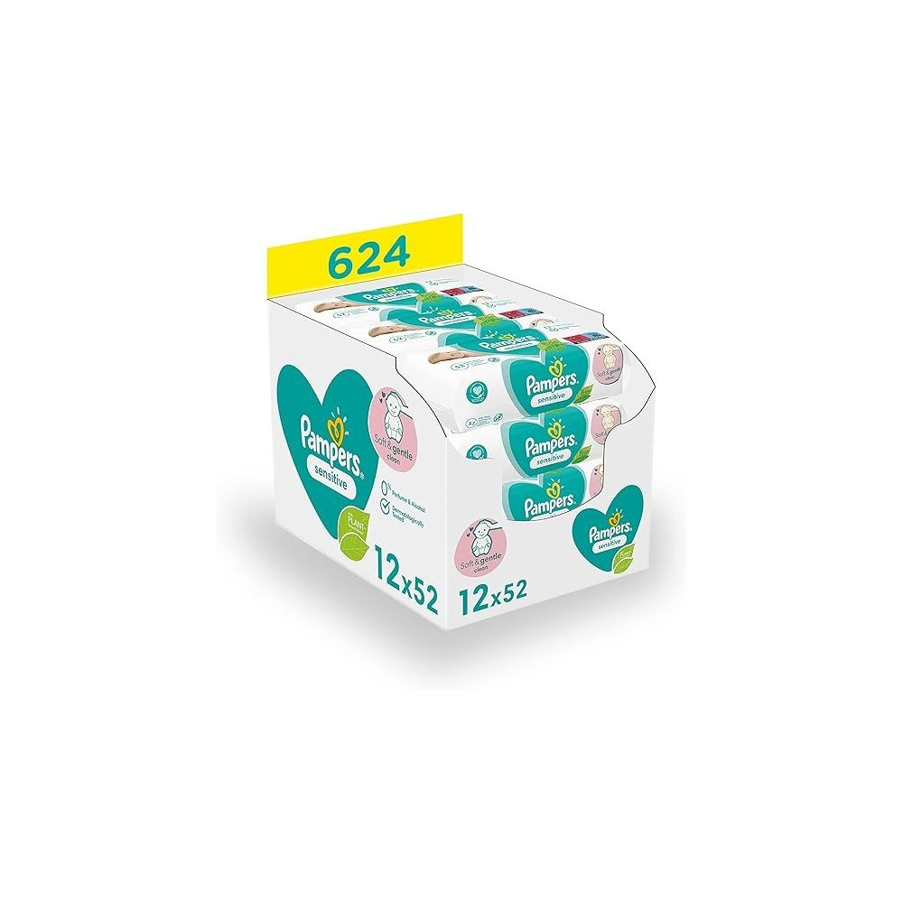Pampers Sensitive Moisturized Wipes For Babies And Children Gentle Cleansing Sensitive Baby Skin 12 X 52 Pieces