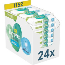 Pampers Aqua Harmonie Baby Wipes 0 percent Plastic 1152 Wipes, Set Of 24 X 48, Fragrance And Alcohol Free With 99% Water And Plant-Based Fibers, Dermatologically Tested